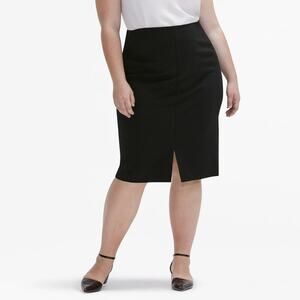 MM. LaFleur Greenpoint Skirt Front Slit Knee Length Jersey Black Women's Size 16